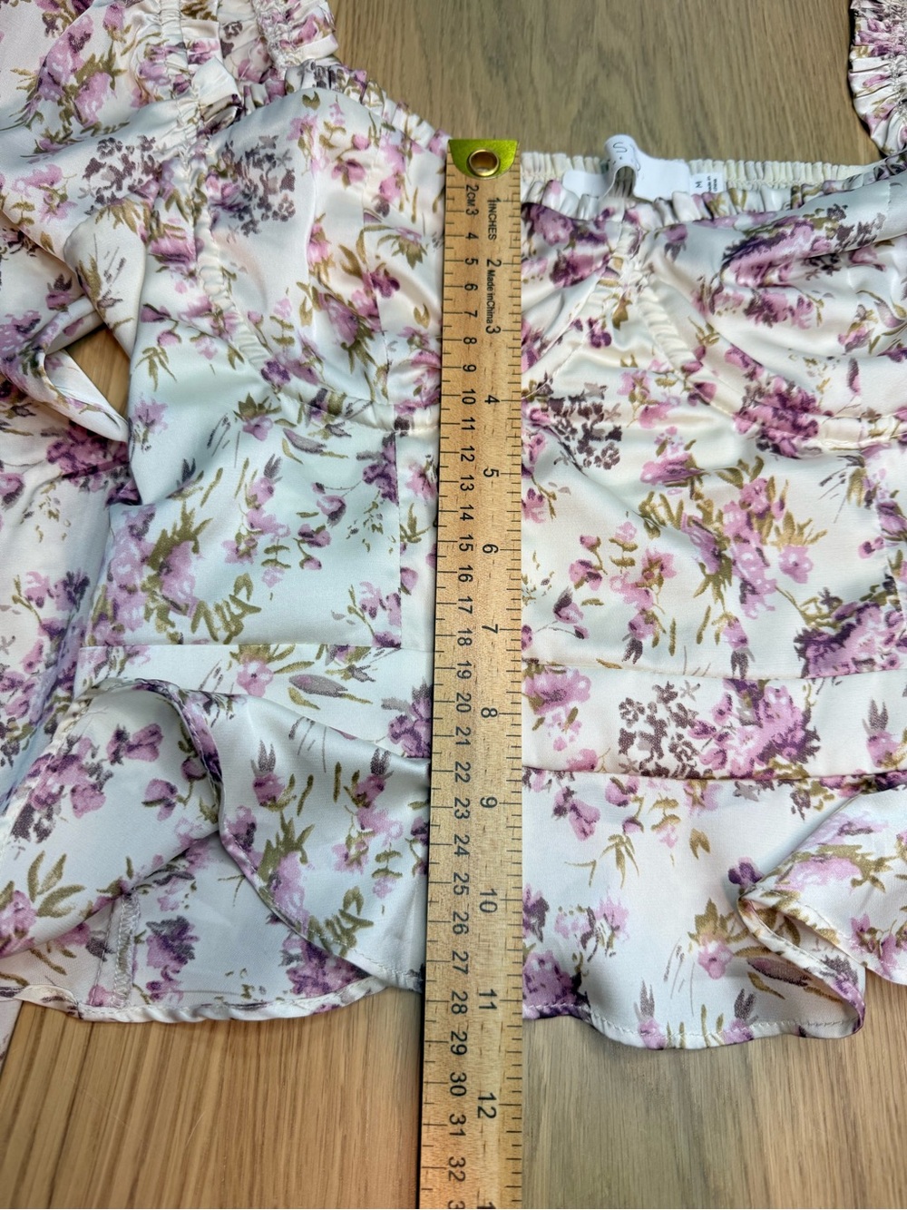 ASTR The Label Floral Sweatheart Neck Underwire Ruffle Ruched Satin Top Sz M - Picture 10 of 11